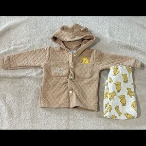 Disney Baby Cream and Yellow Bear Print Outfit